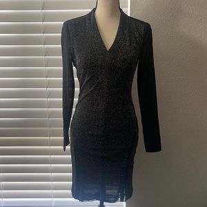 REISS Metallic Mini Black Dress